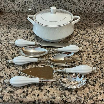 Lovelace Covered Dish & Godinger Utensils
