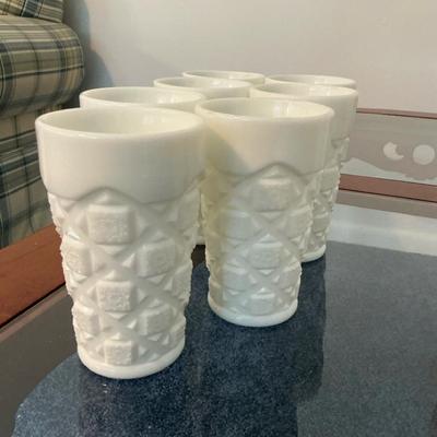 Westmoreland Old Quilt Milk Glass Lot Of 7