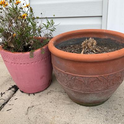 Pair Of Wide Terracotta Pots