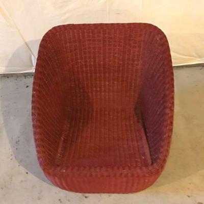 Red Wicker Lowboy Chair