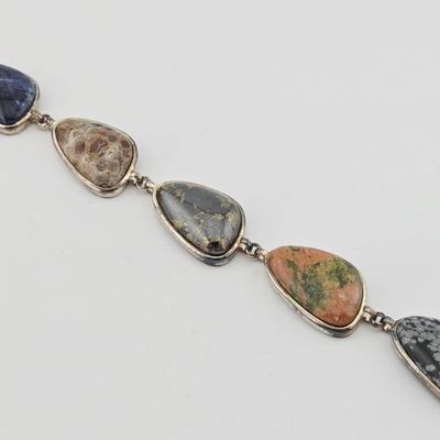 Sterling Silver Multi Jasper Toggle Bracelet 