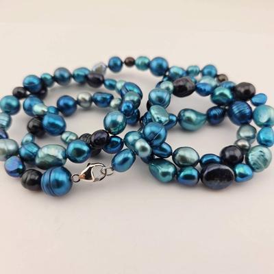 Honora Sterling Silver Blue Freshwater Pearl Necklace 