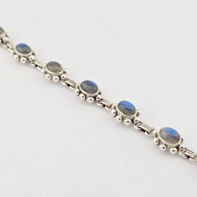 Sterling Silver Designer Moonstone Cabochon Bracelet 