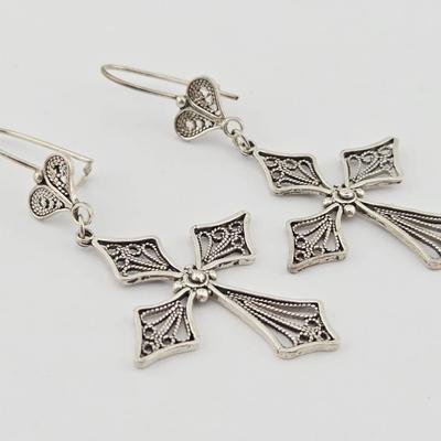 Sterling Silver Cross Earrings 