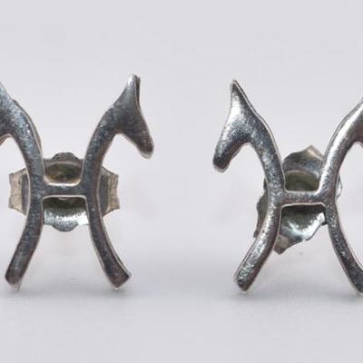 Sterling Silver Hanoverian Horse Brand Stud Earrings