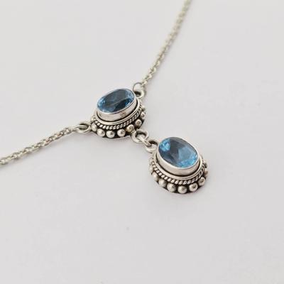 5 Cttw Blue Topaz Sterling Silver Necklace 