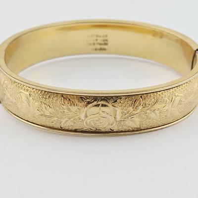 Vintage Gold Filled Ornate Cuff Bangle Bracelet 