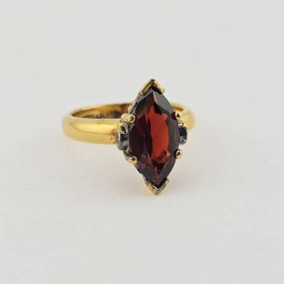 3ct Marquis Garnet Sterling Silver Gold Vermeil Ring