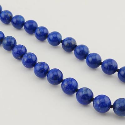 Sterling Silver Lapis Bead Necklace 