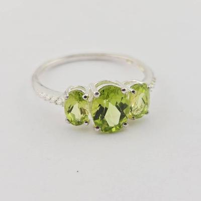 3.3cttw Peridot Sterling Silver Ring