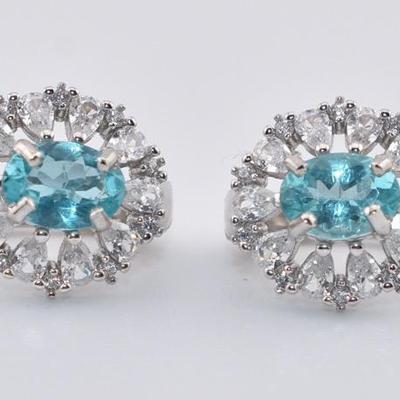 Sterling Silver Natural Unheated Oval Apatite Earrings