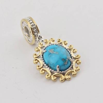 Michael Valitutti Sterling Silver Turquoise Charm Pendant