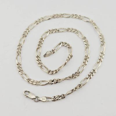 Sterling Silver Italian Figaro Chain Necklace 