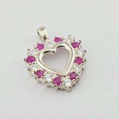 Sterling Silver Ruby Heart Pendant