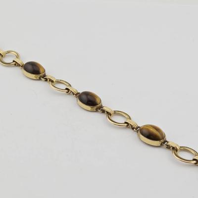 Vintage Gold Filled Tiger's Eye Bracelet 
