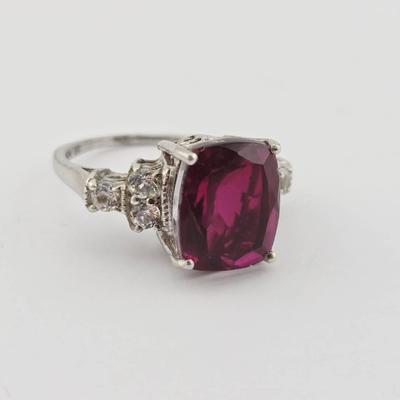 Sterling Silver Spinel & White Topaz Ring