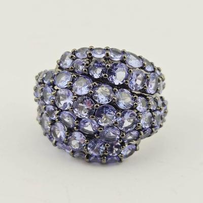 Sterling Silver Tanzanite Cluster Ring