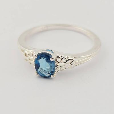 1ct Blue Topaz Sterling Silver Ring 