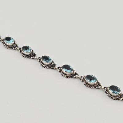 Sterling Silver Blue Quartz Bracelet 