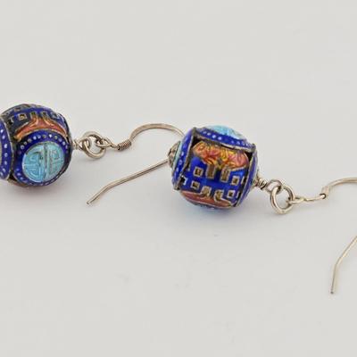 Sterling Silver Enamel Earrings 