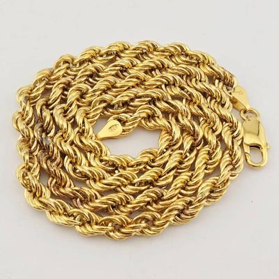 Veronese Sterling Silver Gold Vermeil Large Twist Rope Chain Necklace 