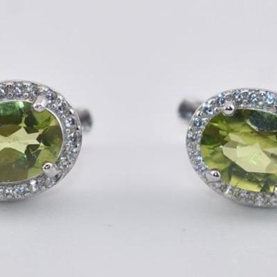 Sterling Silver Natural Unheated Peridot Earrings