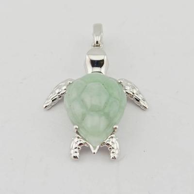 Sterling Silver Jade Turtle Pendant 