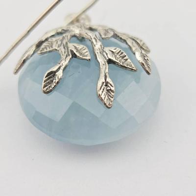 Sterling Silver Blue Faceted Quartz Earrings 