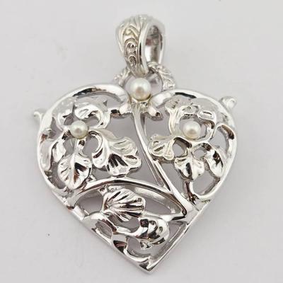 Honora Sterling Silver Pearl Heart Pendant 