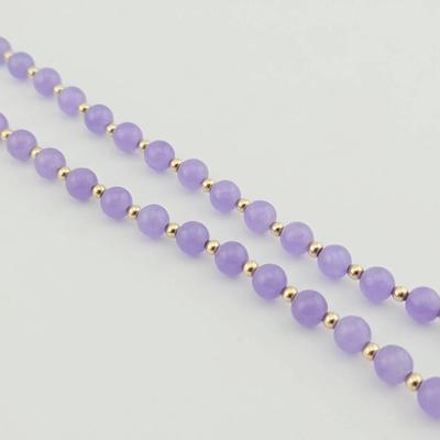 14k Gold Lavender Jade Bead Necklace 