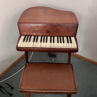 1940s Electric Mini Keyboard Piano w/ Bench & Foot Pedal