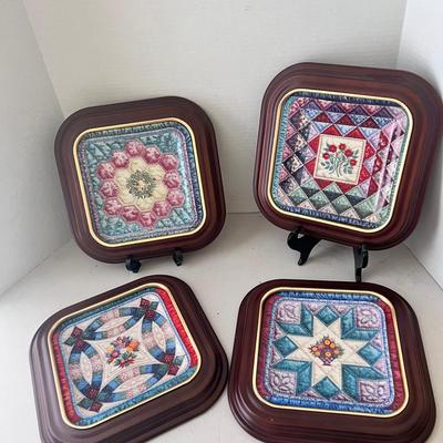 4 Framed Bradford Square Plates Quilts Cherished Traditions 