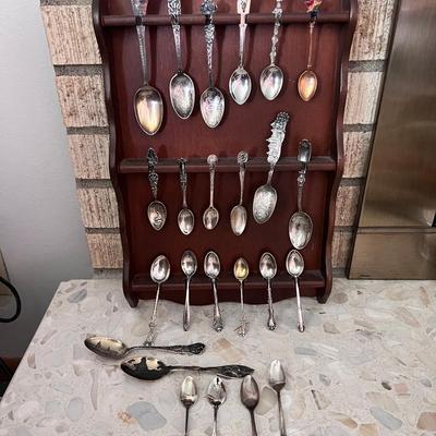 Souvenir Spoons & Holder Cities States Some Sterling & Silverplate 