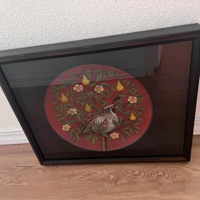 Glass Plate Partridge in a Pear Tree Gumps Shadow Box 