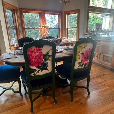 Custom upholstered dining room table 