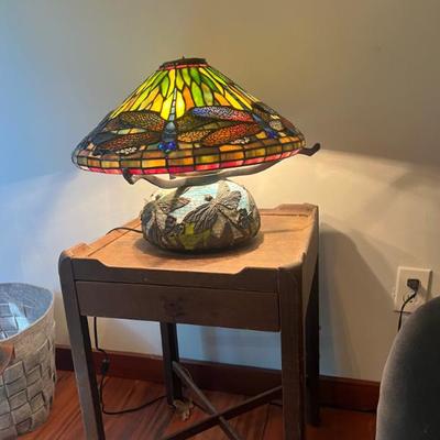Dragonfly stained glass lamp
