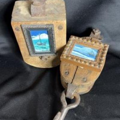 One Of A Kind Antique Block Pulley & Hook Art