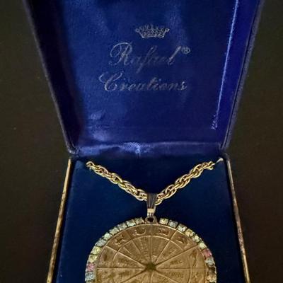 Lot 457: Rafael Creations Zodiac Pendant Necklace – Gold Tone with Faux Gemstones, Boxed
