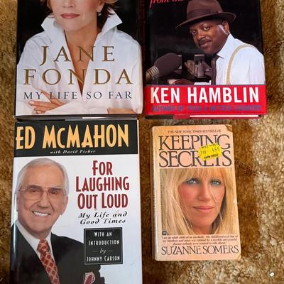 Lot 466: Lot of 4 Celebrity Autobiographies – Jane Fonda, Ed McMahon, Suzanne Somers, Ken Hamblin (S