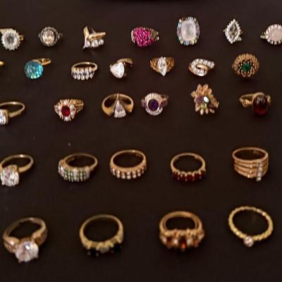 Lot 444: Lot of 41 Costume Jewelry Rings – Assorted Styles & Designs