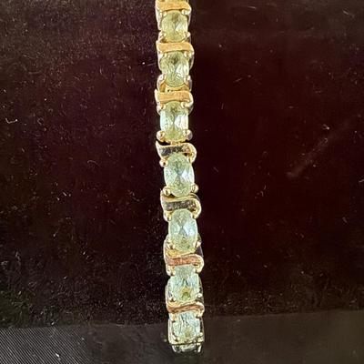 Lot 503: Sterling Silver 925 (18.2g) Link Bracelet with Faceted Topaz Stones