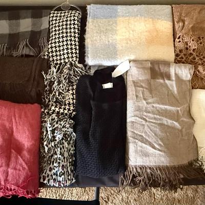Lot 463: Lot of 10 Scarves & Wraps – Men’s and Women’s Variety of Styles & Fabrics