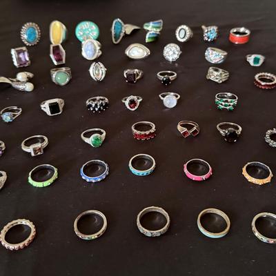 Lot 409: Large Lot of Costume Rings – Variety of Styles & Colors
