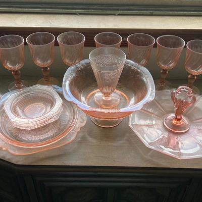 Lot 304: Pink Depression Era And Vintage Glassware d
