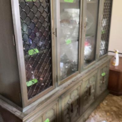 Lot 528: Vintage Mediterranean-Style Dining Set – Table, Chairs, Hutch & Credenza