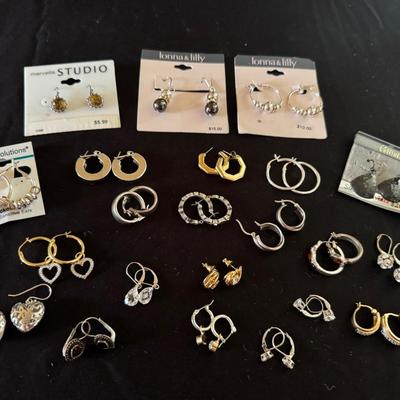 Lot 207: Hoops, Hanging And Heart Earrings