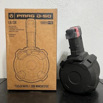 Lot 313: Magpul PMAG D-50 Gen M3 Drum Magazine – 7.62x51 NATO / .308 Win (50 Rounds)