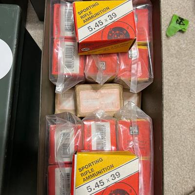 Lot 329: Russian 5.45x39 Sporting Rifle Ammunition – 880 Rounds  Lot includes a mixed collection of 