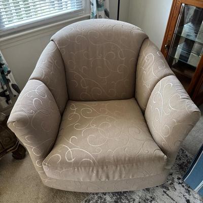 Lot 227: Swivel Rocker Taupe Fabric