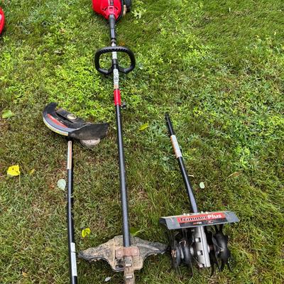 Lot 252: Troy Bilt Tb80 EC Gas Trimmer Plus Attachments